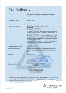 ITM rendeletben meghatározott követelményeknej megfelel